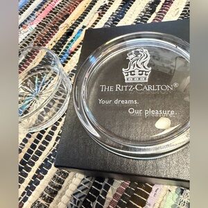Ritz-Carlton Trinket Candy Dish Container “Your dream Our pleasure” Etched Glass